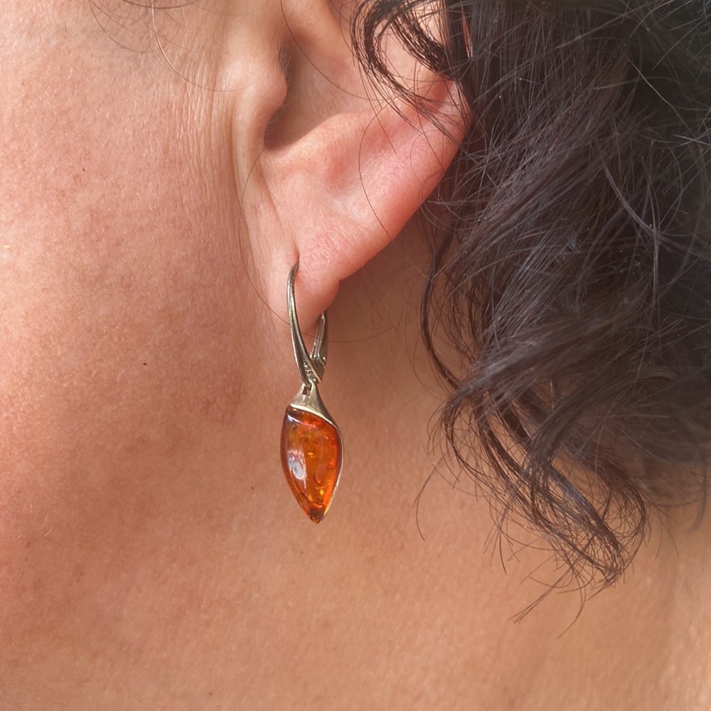 NWOT SS Amber Drop earrings - Picture 2 of 5
